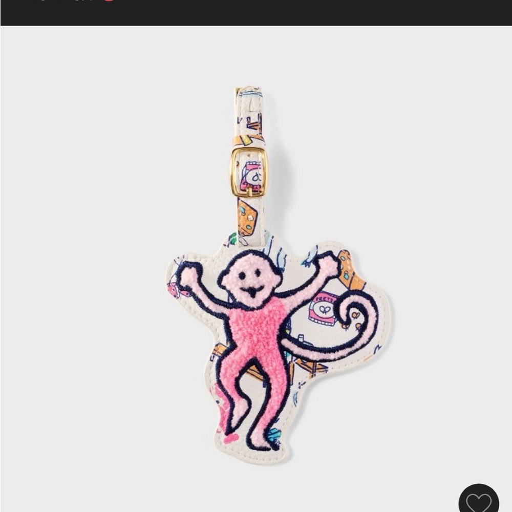 NWT Roller Rabbit x Target Collab Pink Monkey Luggage Tag